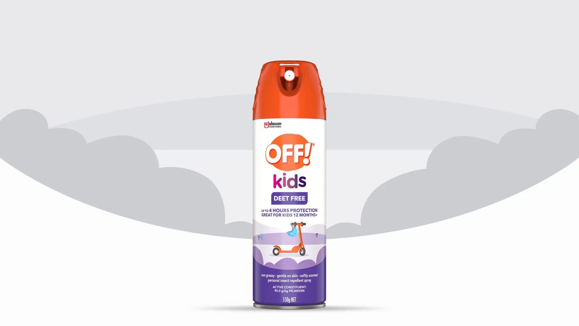 Front of an OFF!® Kids DEET Free Insect Repellent Aerosol bottle