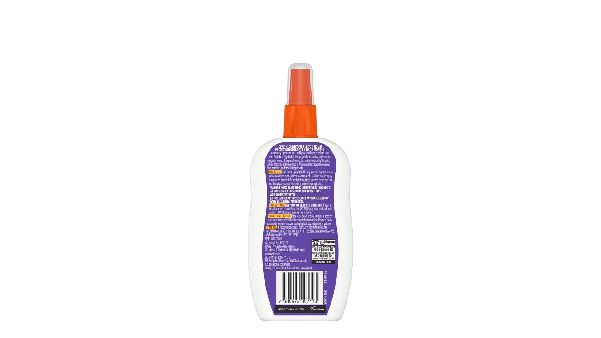 Back of an OFF!® Kids DEET Free Insect Repellent Spray bottle